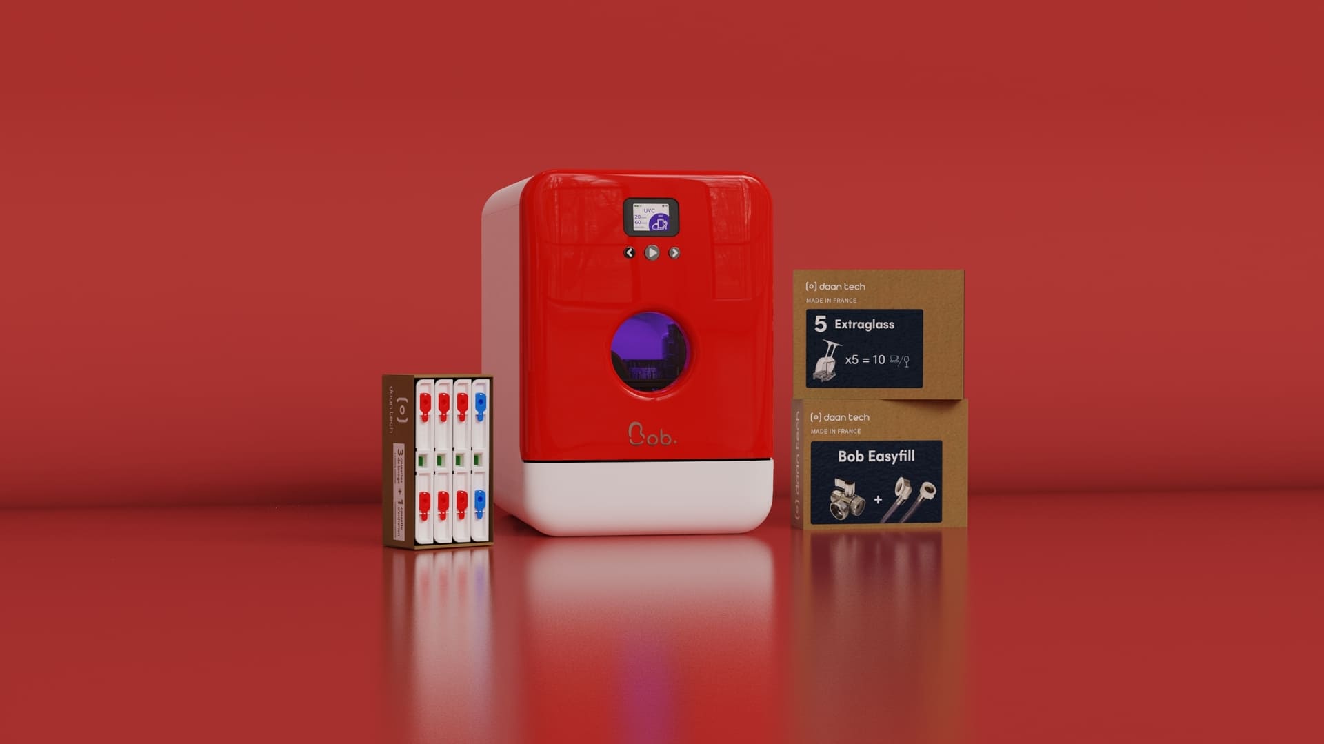 Daan Tech Bob All Options Pack with UV-C — Cherry red door / white body · Photo 1 of 3