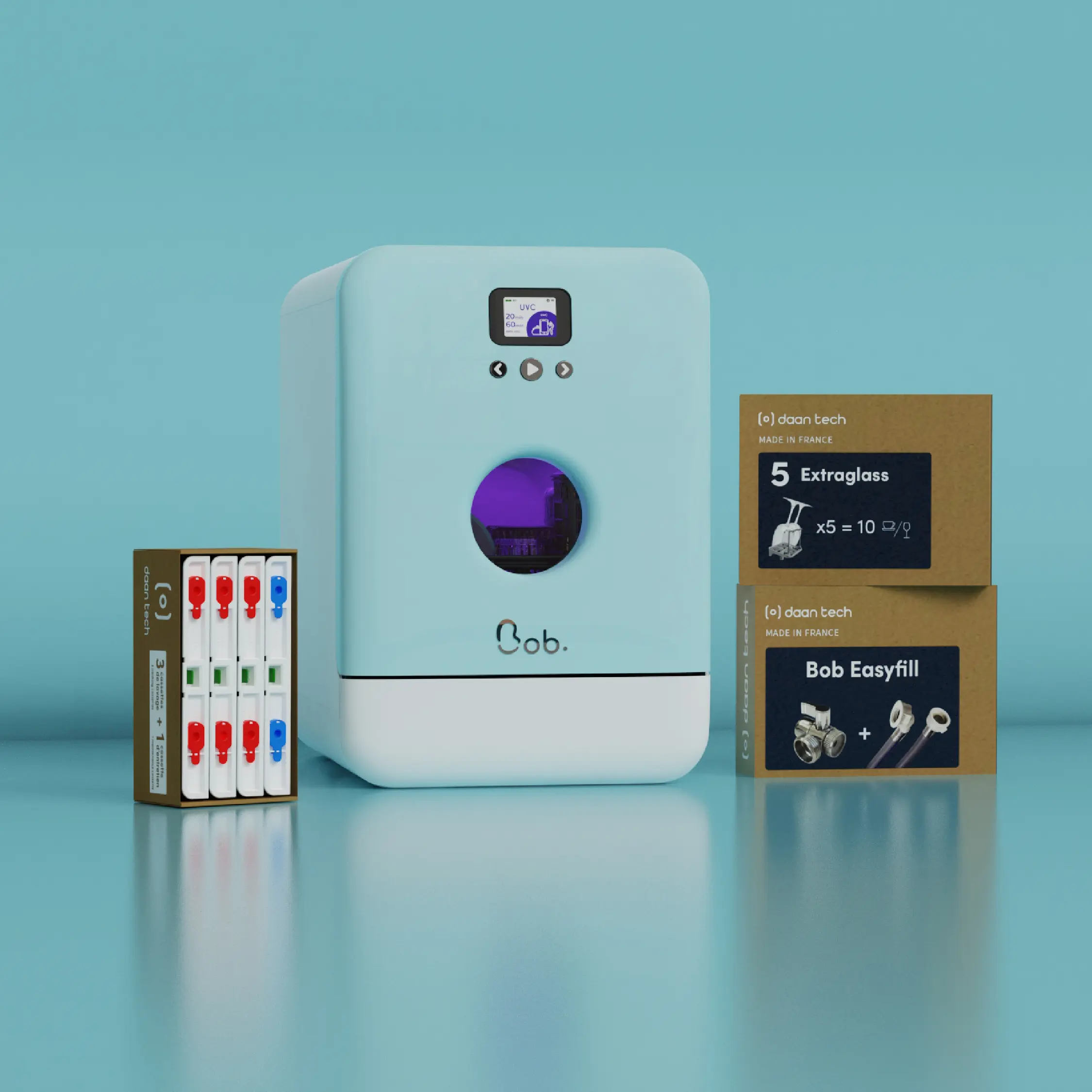 Daan Tech Bob All Options Pack with UV-C — Matt ice blue door / white body · Photo 1 of 3